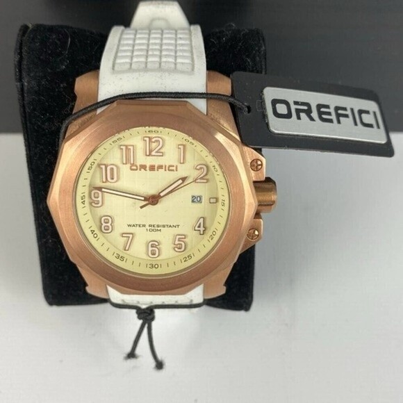 Orefici Unisex Watch Rubber Band White Bronce - Picture 1 of 10